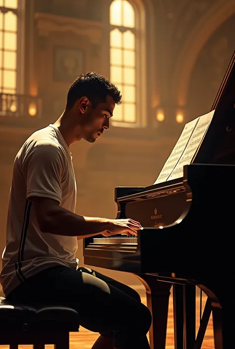 RONALDO PLAYING A PIANO 