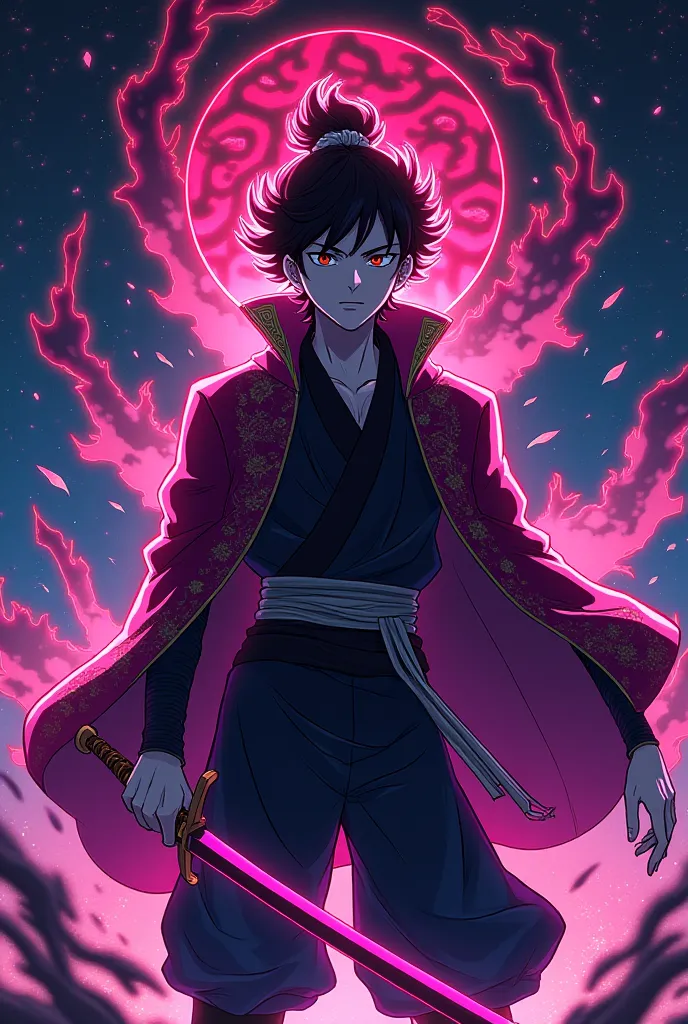 Create an epic kimetsu no yaiba wallpaper with neon color palette in 4k resolution, that includes Tanjiro Kamado that the animation is the same as the one in the anime and has a sword invoking a breath 