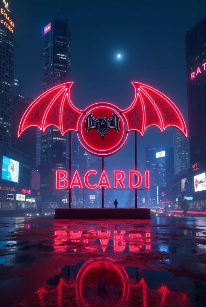 BACARDI lettering with Los Santos at night in the background