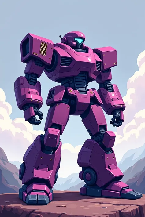 An 8bit purple mechas robot pixel
