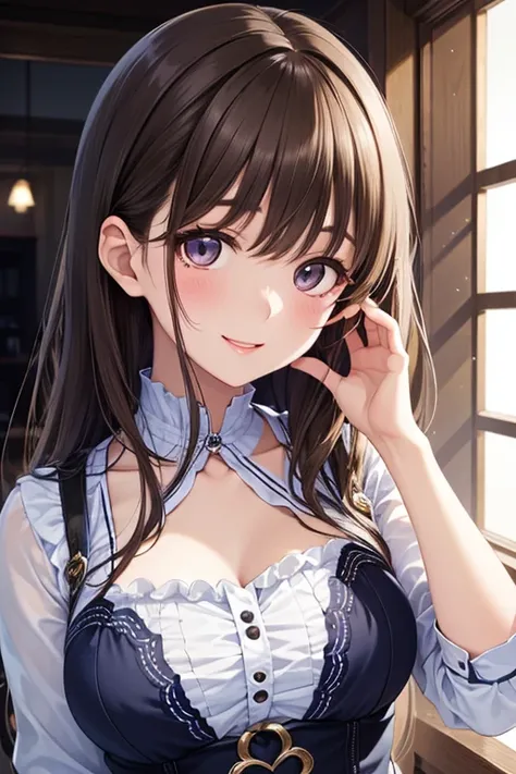 anegasaki nene, shiny brown hair, beautiful brown eyes, smiling face, sparkling pupils, (fine grain), highly detailed eyes, highly detailed face, highly detailed eyes,, (masterpiece:1.2, best quality), ((only1 girl)), cowboy shot,





(Best Quality:1.2), ...