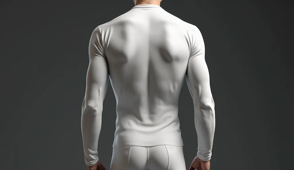 back side of white long sleeve shirt shirt shirt Chemise in cotton fabric, in the shape of a man's torso, empty inside, realism,  dark background