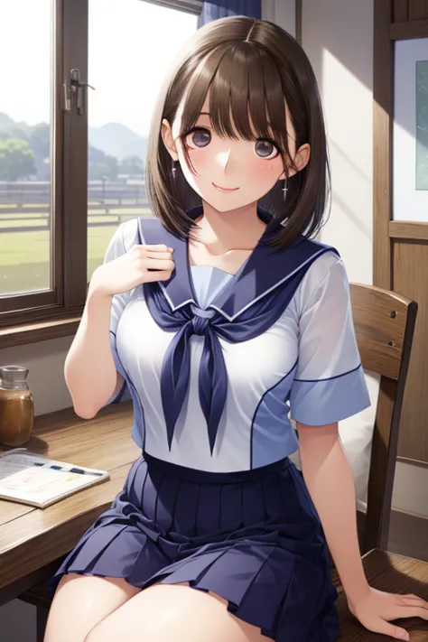 anegasaki nene, shiny brown hair, beautiful brown eyes, smiling face, sparkling pupils, (fine grain), highly detailed eyes, highly detailed face, highly detailed eyes,, (masterpiece:1.2, best quality), ((only1 girl)), cowboy shot,




 annegas no、shiny bro...