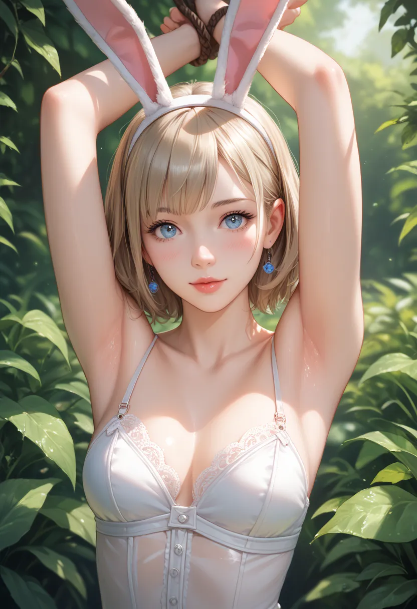  Don't show your armpits blush， Looking at my armpits  ， Background ，  become transparent when you stare at，  bunny girl，Stare at your penis ， nipples