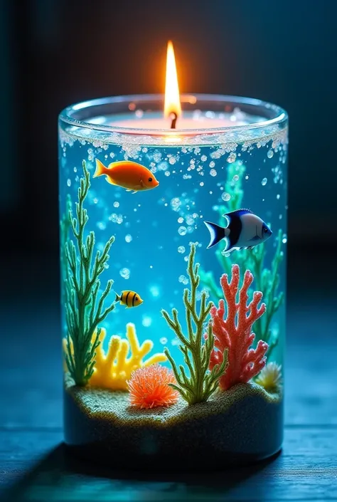 Create aquarium-type gel wax candle 