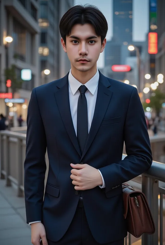 A 23-year-old boy wearing a suit 