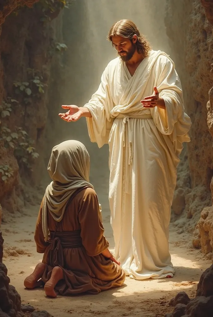 Servant kneeling before Jesus 