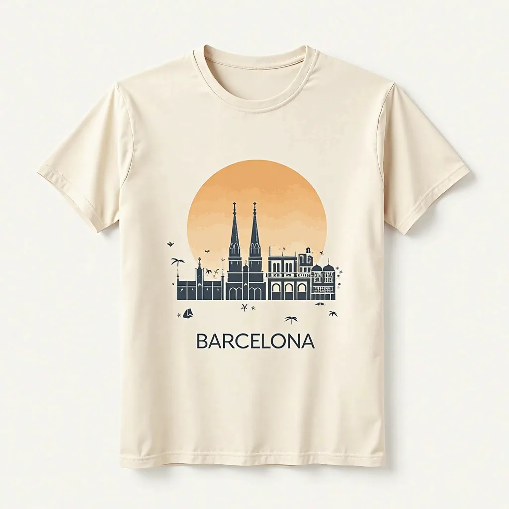 minimalist tshirt design about barcelona png only