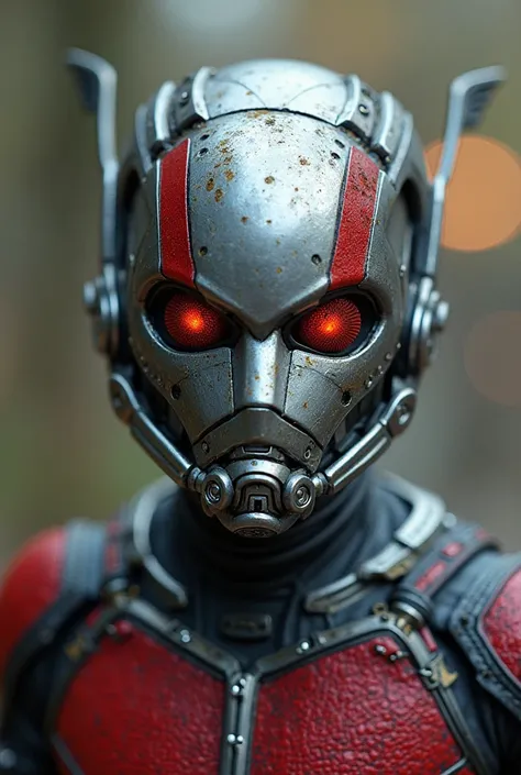 Make an image that looks like an Ant-Man, as if it's not my heart to lose, then he comes back and takes his eyes to be green, he has 2 centimeters on both sides of his ears, then he has wings on top, he's got silver on top.