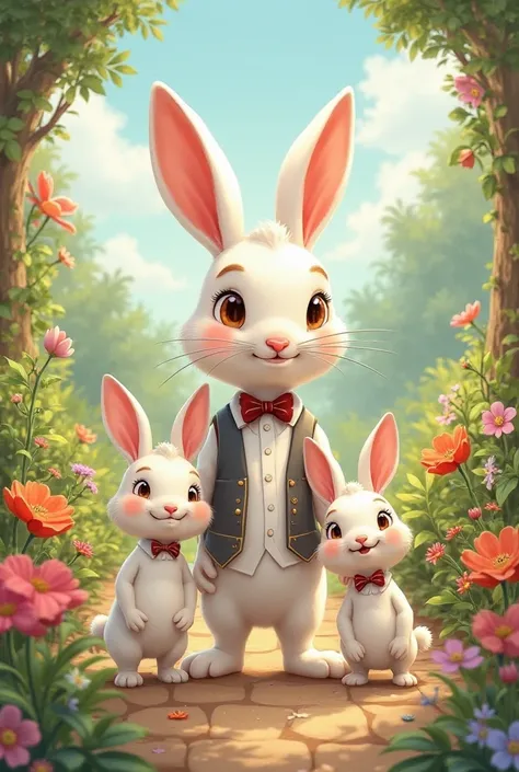 family white rabbit animated