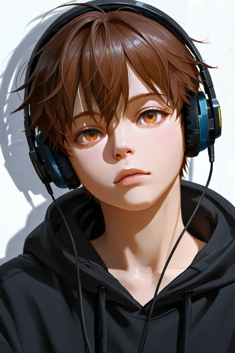 걸작, 1 man,  HOODIE, Neck-worn headphones