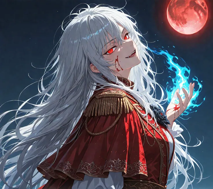 (upper body shot, close up shot, solo:1.7),magic circle,magic array, detailxl, Anime illustration, detailed anime artstyle, cinematic, volumetric lighting, clear sky, evening, cold light, colorful, light reflection, (head tilt, looking over her shoulder, t...