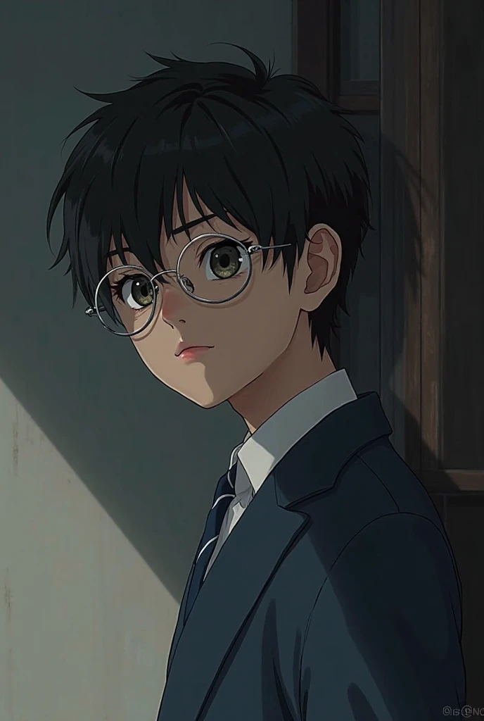 a dark-haired boy , of lenses, dressed in a Japanese uniform