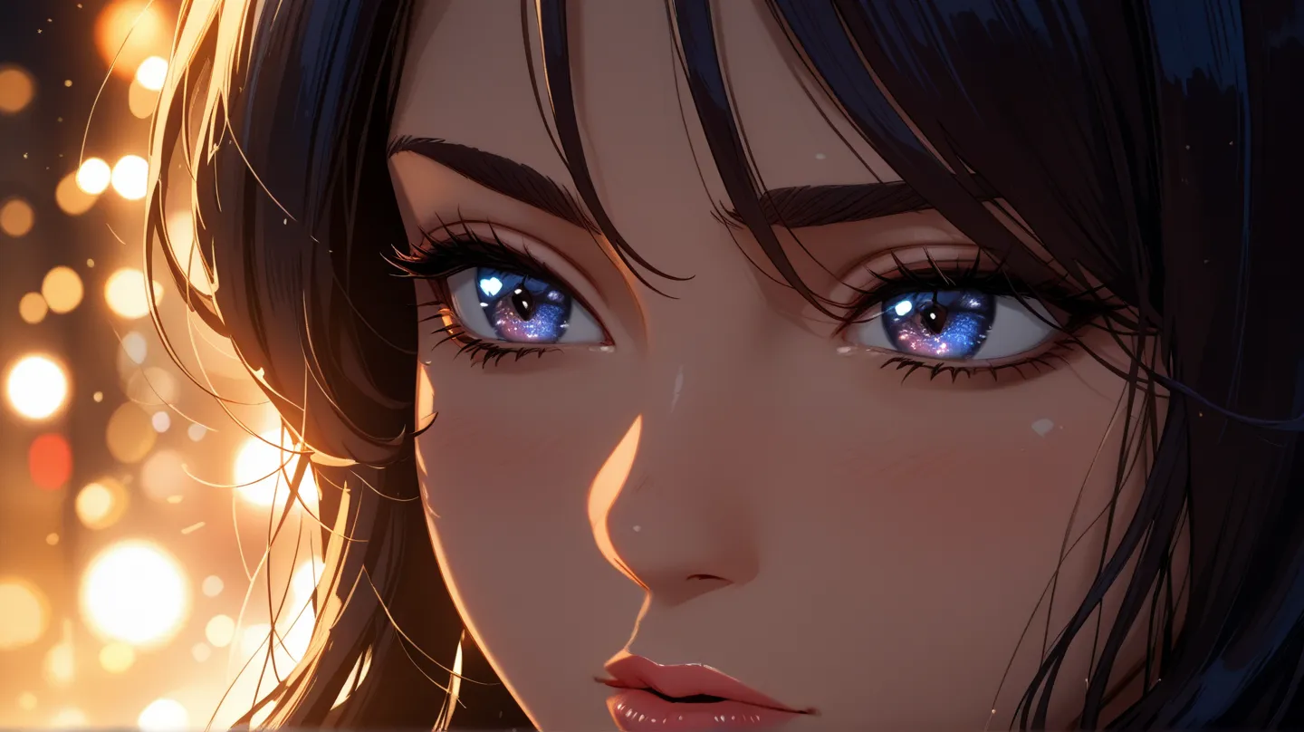 Close-up of Jessiee’s face, her eyes filled with anger and disappointment, lips slightly parted as she speaks.
Lighting: Soft glow from the city lights behind her.