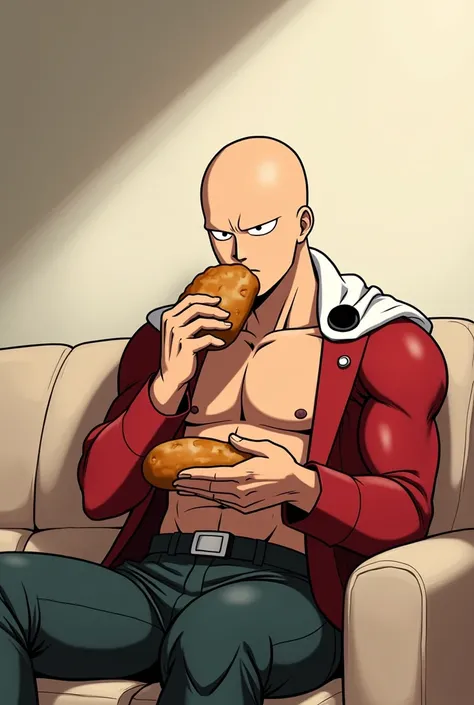 Saitama eating bread 