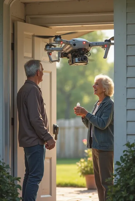 Take a picture of the medical drone just handing over medication to the end user. This means that the end user is at the front door right now and is accepting the medication 