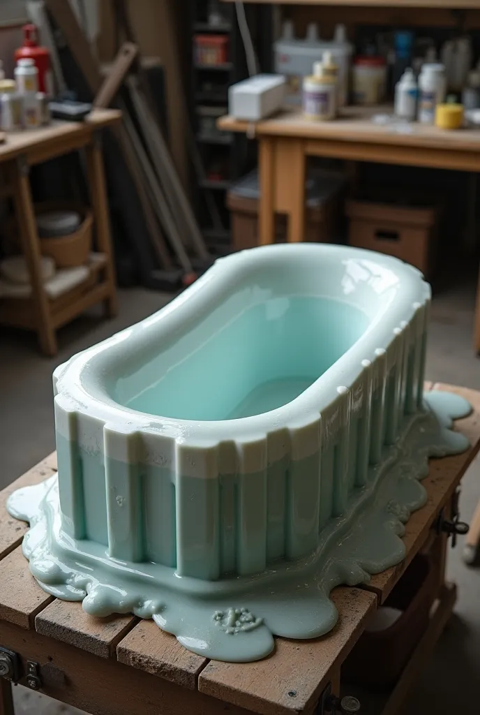 A mold that is used to cast resin in the shape of a bathtub 

