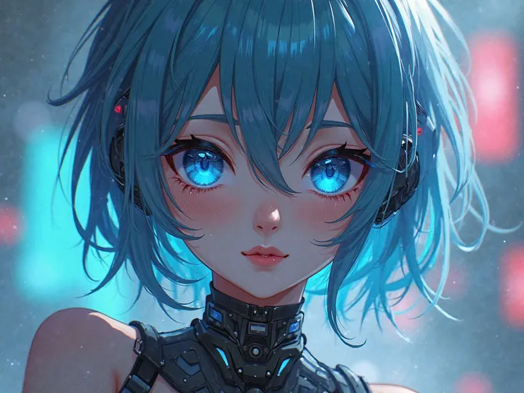 Anime girl with blue eyes and a futuristic head, digital cyberpunk anime art, cyberpunk anime,  cyberpunk digital art - anime , cyberpunk anime art,  artwork in the style of Guweiz , cyberpunk anime girl, linda chica cyborg, Anime style 4k ,  Cyberpunk ani...