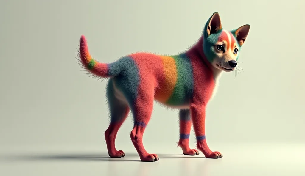 a very rare dog that can't believe it looks like multicolored stripes....