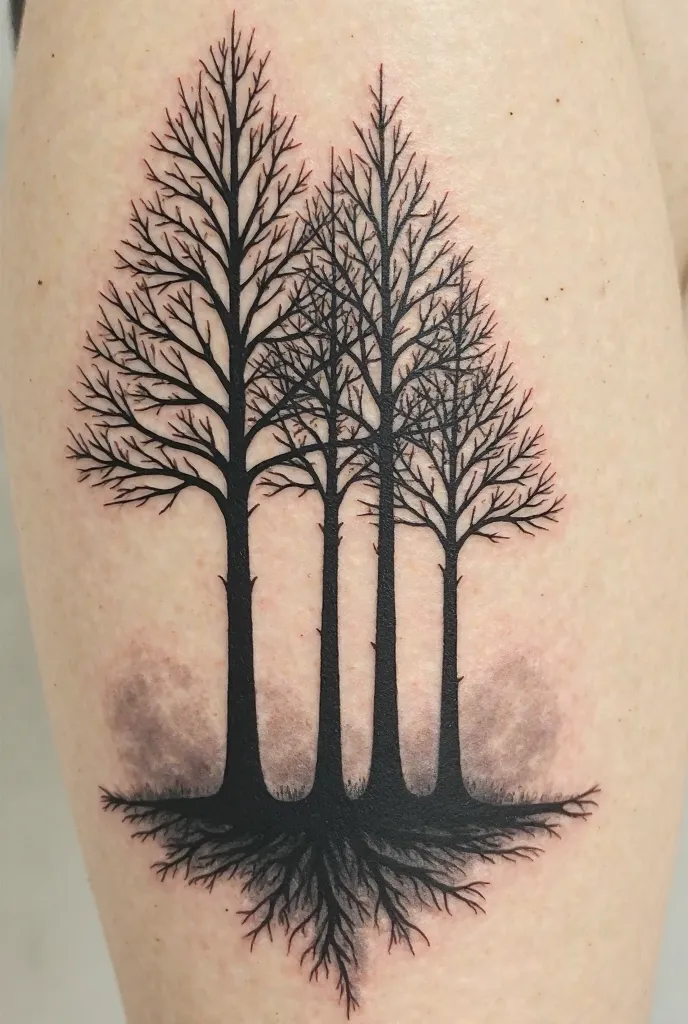 Create me a joint tattoo with four trees