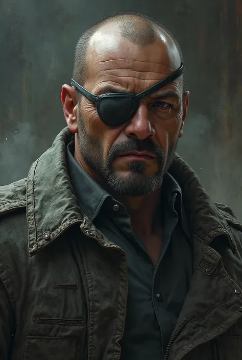 Make me an image of Big Boss, with the right eye patch 