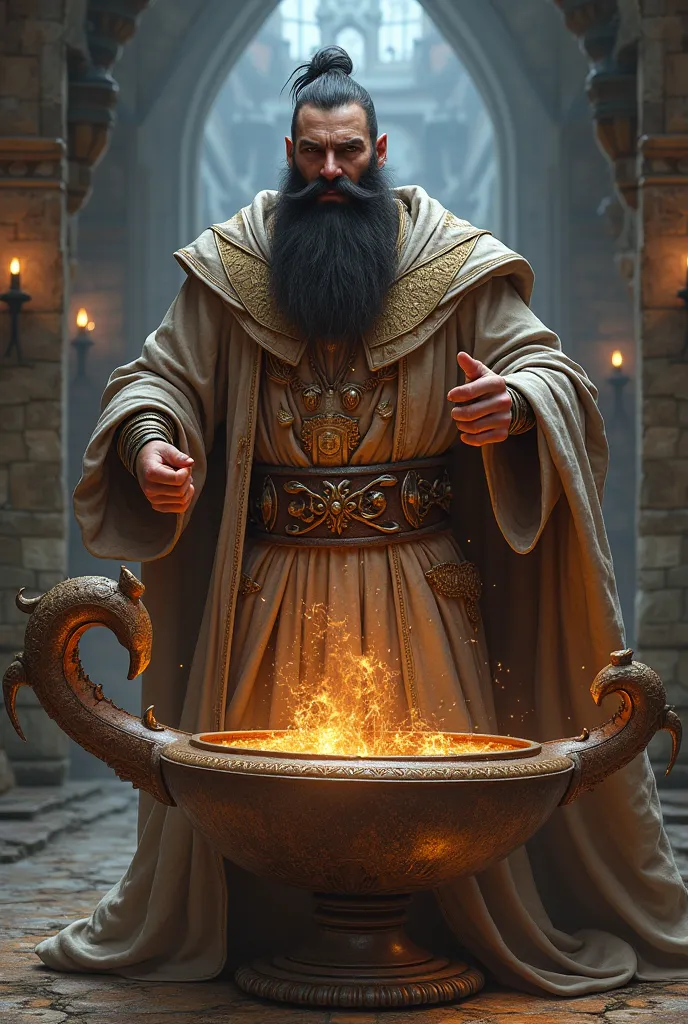 Create a male lamp genie from the medieval era