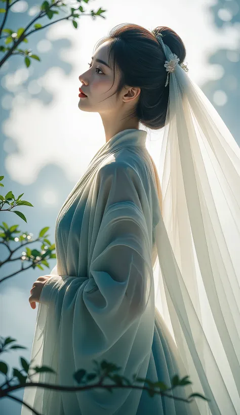 Double Exposure Style, Volumetric Lighting, a girl with Wrap top,arching her back,Traditional Attire,Artistic Calligraphy and Ink,, light depth, dramatic atmospheric lighting, Volumetric Lighting, double image ghost effect, image combination, double exposu...