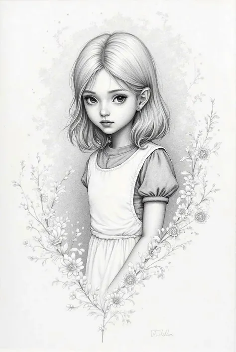 Alice in Wonderland pencil drawing 