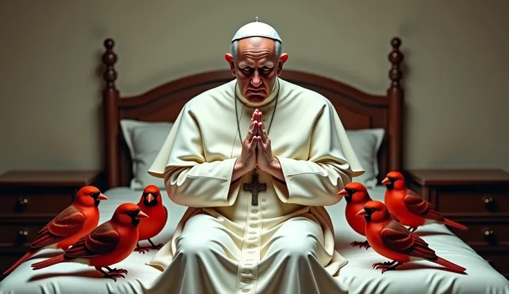 cardinals lie around the bed, Where does Pope Francis