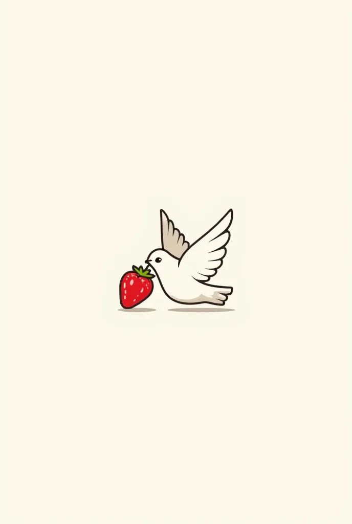 a logo with dove and strawberry with his beak 