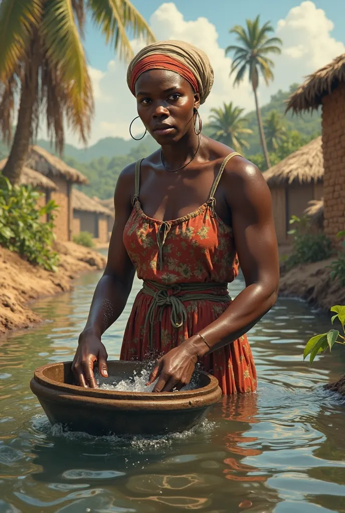 A black woman in colonial Africa who does the laundry 