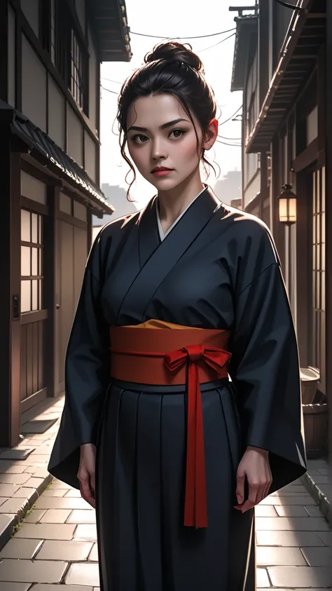 Create for me a girl looking like a shy young Yakuza mom 