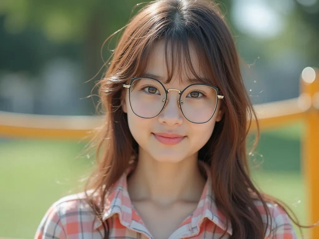 ((ONE GIRL))、((VIEWER DISCRETION ADVISED)), (HIGHLY DETAILED EYES, DETAILED FACES)、((WEARS SQUARE-FRAMED GLASSES)),Portrait Realistic Photography.highest quality、High resolution、Super detailed、masterpiece、(Live shooting:1.5)、genuine:1.5、photogenuineistic:1...