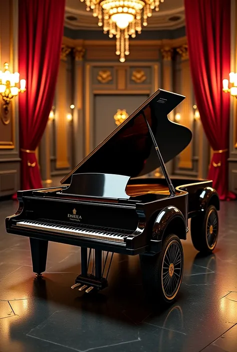 piano, sports car, Movie theater,