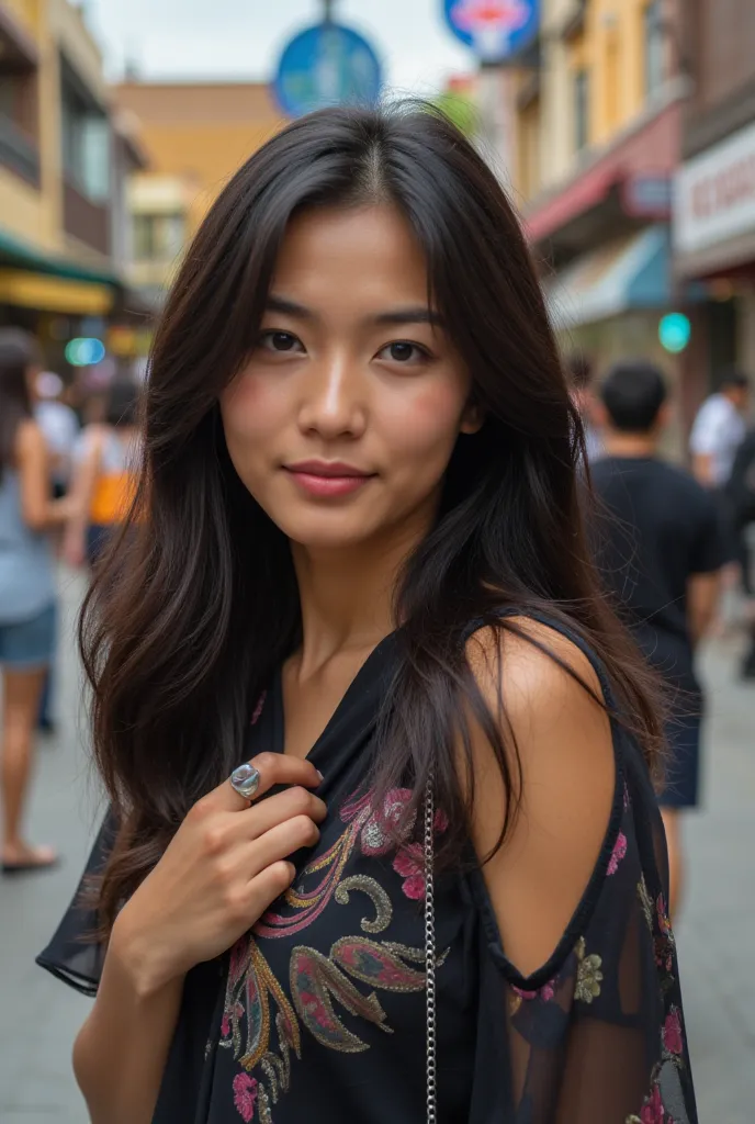 A filipina walking on a public places,