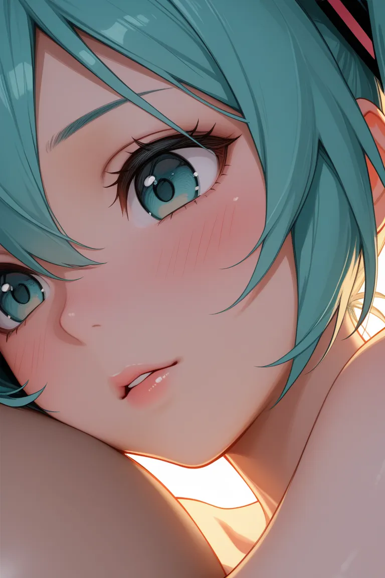 Have sex with Hatsune Miku、Ejaculating into the vagina。At that time、The semen is spilling a little