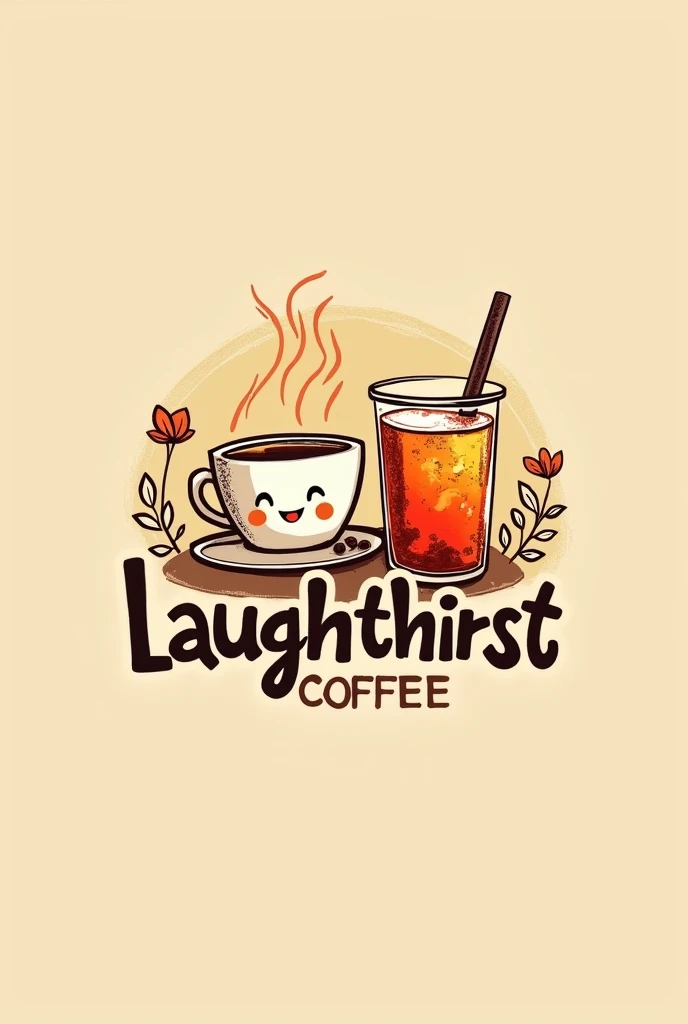 a logo of a coffee and fruit tea named Laughthirst