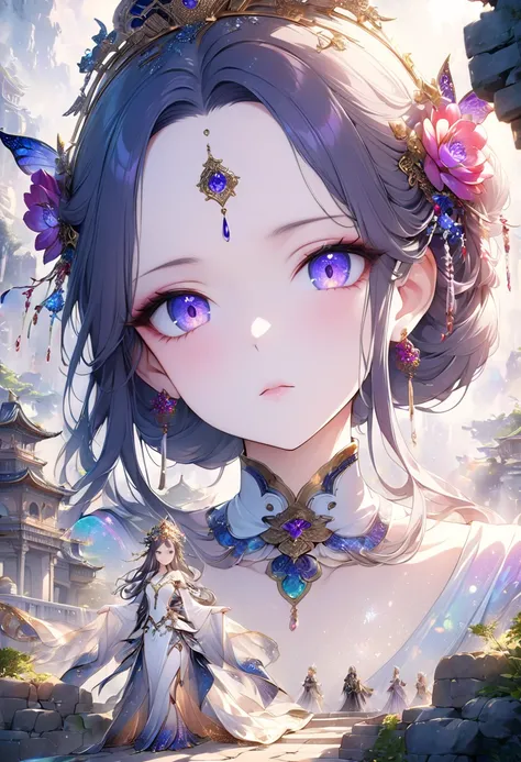 ultra detailed, absolutely resolution, masterpiece, highly detailed, sharp focus, vivid colors, soft lighting, cinematic composition, cute Mother of the Nation, Senior Empress of the Emperor, very large eyes that are upturned, slightly pointed chin, expres...