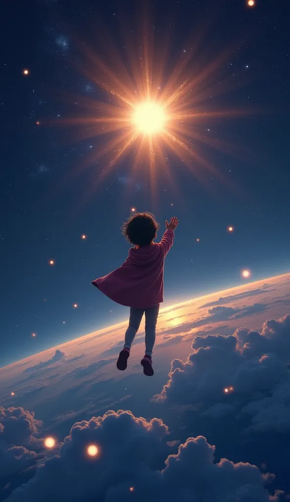 *Visuals:* The ren waving goodbye to the star and floating back to Earth, with a beautiful view of the planet from space.

*Narrator (Singing):*  
"Twinkle, twinkle, little light,  
Guide us through the cosmic night.  
Twinkle, twinkle, little star,  
How ...