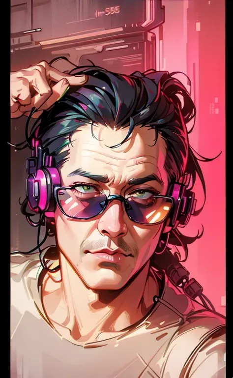 arafed man with headphones and glasses laying on a bed, twitch streamer / gamer ludwig, markiplier, msxotto, profile picture 1024px, andres rios, jerma985, jerma 9 8 5, zigor samaniego style, very very low quality picture, twitch streamer, victor maristane...