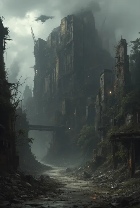 a detailed, photorealistic, ultra-detailed, 8K, masterpiece, physically-based rendering, dramatic lighting, cinematic composition, chiaroscuro, the true state of the world as you unravel, dystopian, post-apocalyptic, decaying cityscape, abandoned buildings...