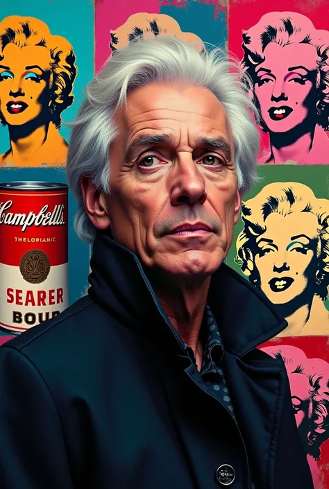 Drawing by Andy Warhol with his most representative work in the background