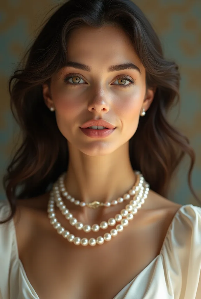 Woman with pearl necklace