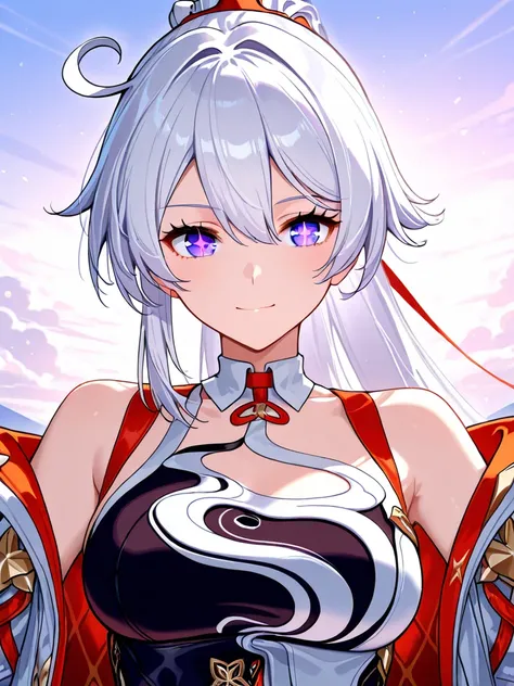 Kiana Kaslana, purple eye, Star eye, white hair