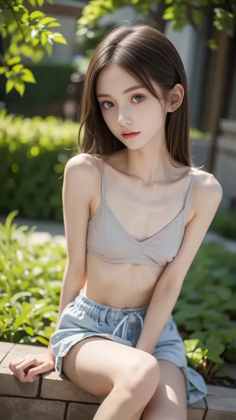  anorexia、Too thin、malnutrition、  beautiful girl、sitting powerless、 eye is too big 、 so cute、idol、Too thin legs、Too thin arms、 small shoulders 、Small waist、Too thin belly、