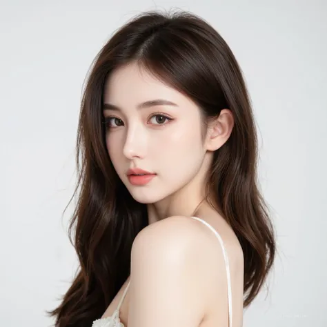 A 22-year-old Thai woman with flawless, radiant skin and a beautifully contoured face. She has a slender, well-defined jawline and is wearing elegant makeup that enhances her natural beauty. Her eyes are expressive, with subtle eyeshadow and perfectly shap...