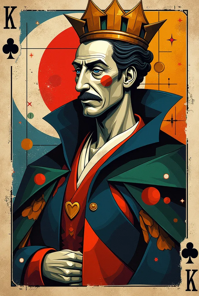 create one unique map of the King of Spades without a label. Very stylish in the style of picasso paintings