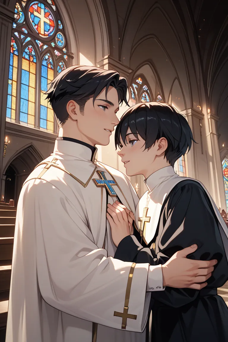 Black-haired 20-something priest getting screwed bl
