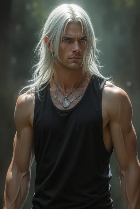 Azrael carries himself with quiet confidence, his presence calm yet enigmatic. His long, silvery-white hair is tied back into a loose, low knot, with a few strands escaping to frame his sharp yet graceful features. His smooth, almost unearthly skin remains...