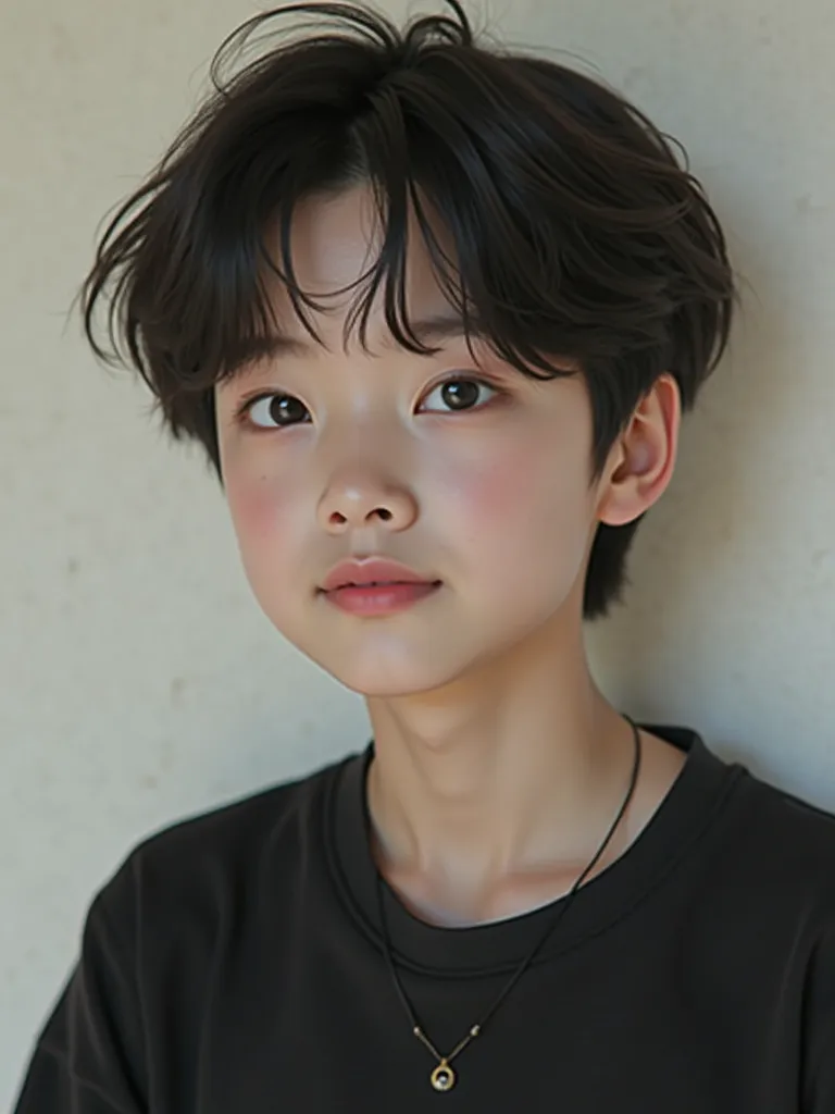 A young Korean boy, straight hair